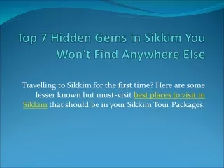 Top 7 Hidden Gems in Sikkim