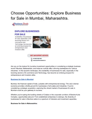 choose opportunities explore business for sale