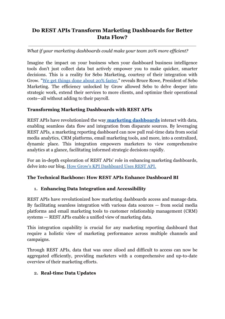 do rest apis transform marketing dashboards