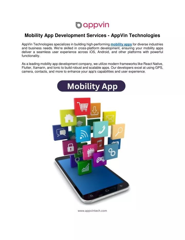 mobility app development services appvin