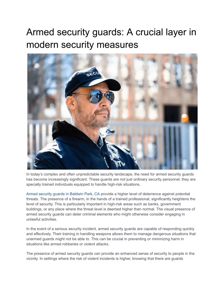 armed security guards a crucial layer in modern