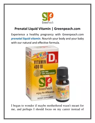 Prenatal Liquid Vitamin  Greenpeach.com