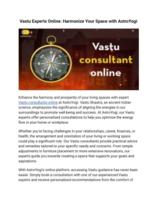 Vastu Experts Online_ Harmonize Your Space with AstroYogi