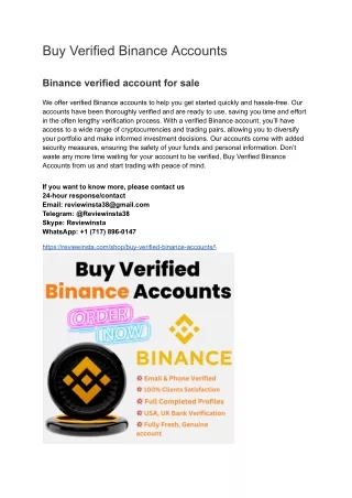 Buy Verified Binance Accounts