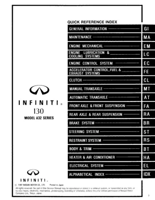 1998 Infiniti I30 Service Repair Manual