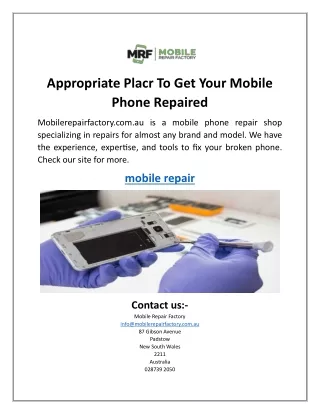 Appropriate Placr To Get Your Mobile Phone Repaired