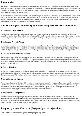 The Advantages of Making & Plastering Providers for Renovations