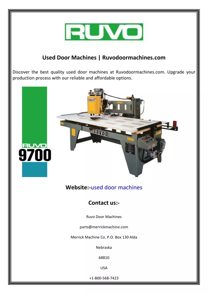 used door machines ruvodoormachines com