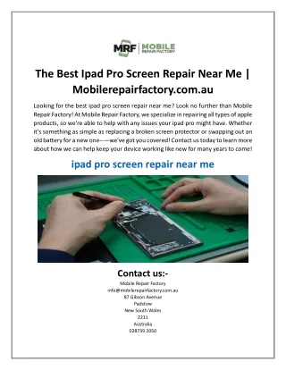 The Best Ipad Pro Screen Repair Near Me  Mobilerepairfactory.com