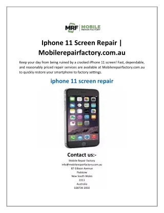 Iphone 11 Screen Repair  Mobilerepairfactory.com