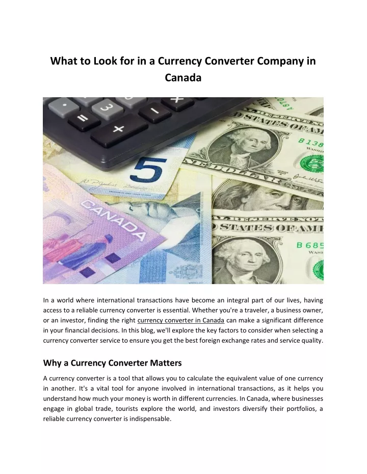 what to look for in a currency converter company