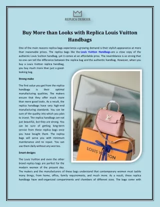 Buy More than Looks with Replica Louis Vuitton Handbags