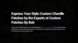 Express Your Style Custom Chenille Patches by the Experts at Custom Patches By Bob