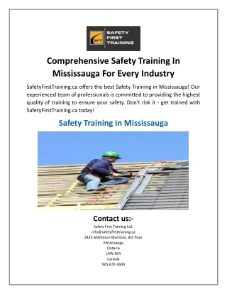 Comprehensive Safety Training In Mississauga For Every Industry