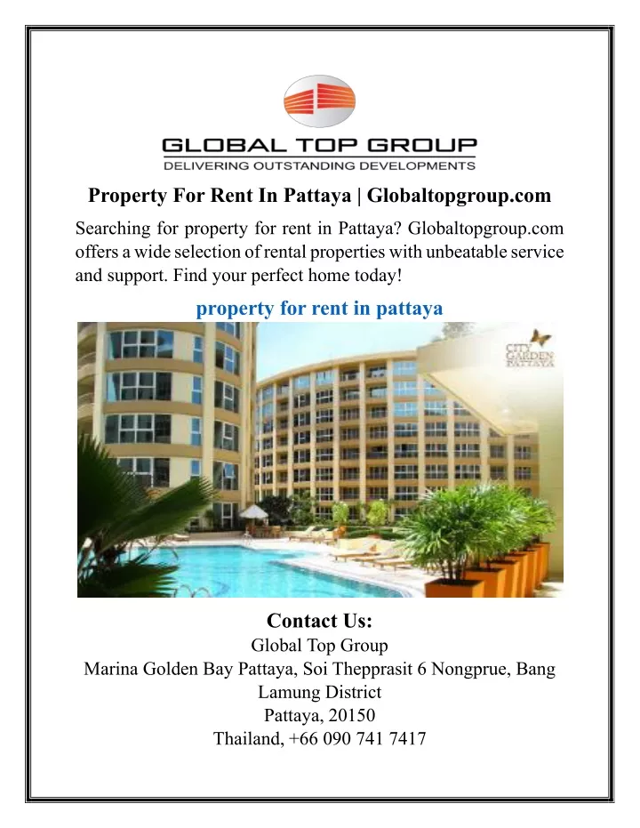 property for rent in pattaya globaltopgroup com