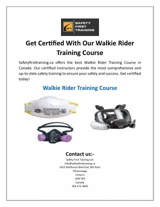 Get Certified With Our Walkie Rider Training Course