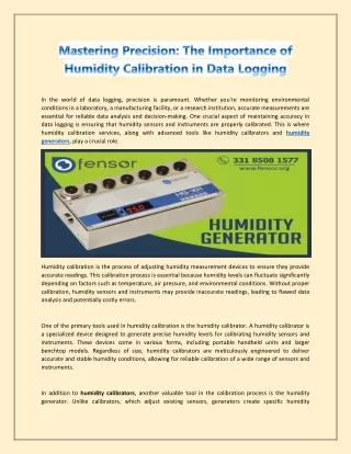 The Importance of Humidity Calibration in Data Logging[08-feb]
