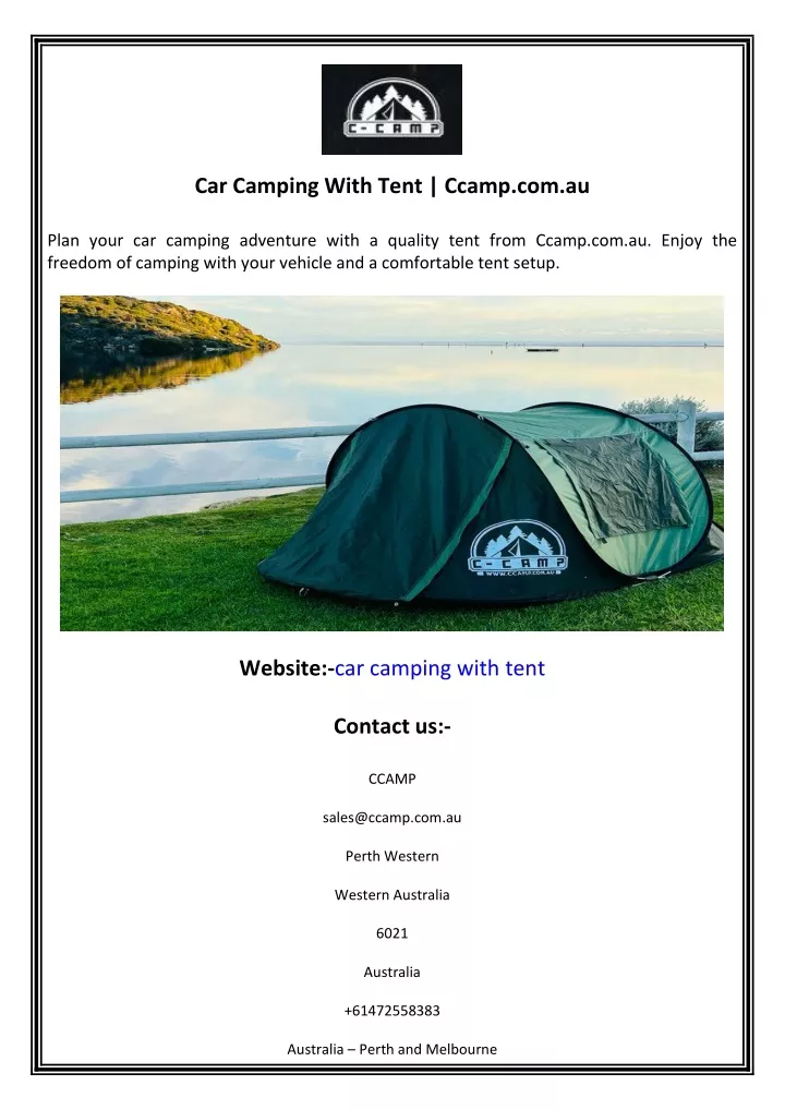 car camping with tent ccamp com au