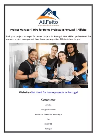 Project Manager  Hire for Home Projects in Portugal  Allfeito