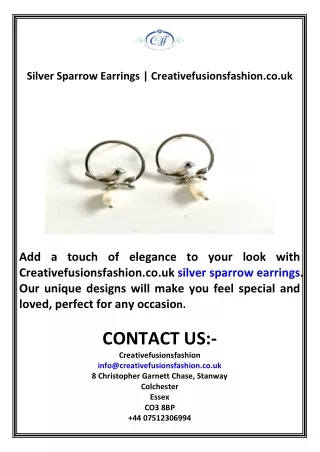 Silver Sparrow Earrings   Creativefusionsfashion.co.uk