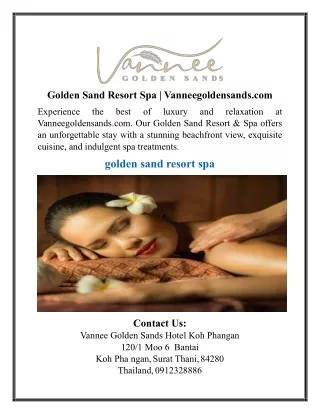 Golden Sand Resort Spa | Vanneegoldensands.com