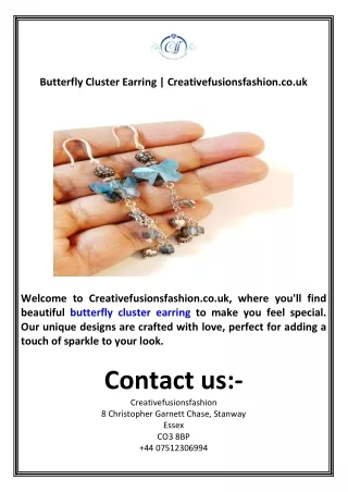 Butterfly Cluster Earring  Creativefusionsfashion.co.uk