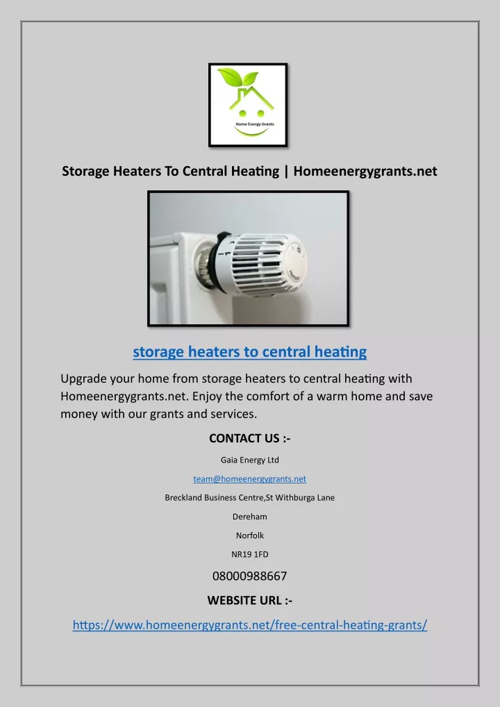 storage heaters to central heating