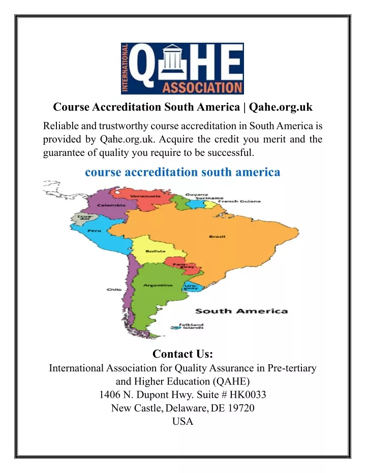 course accreditation south america qahe org uk