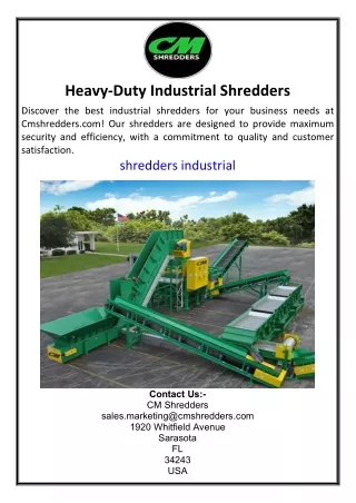 HeavyDuty Industrial Shredders