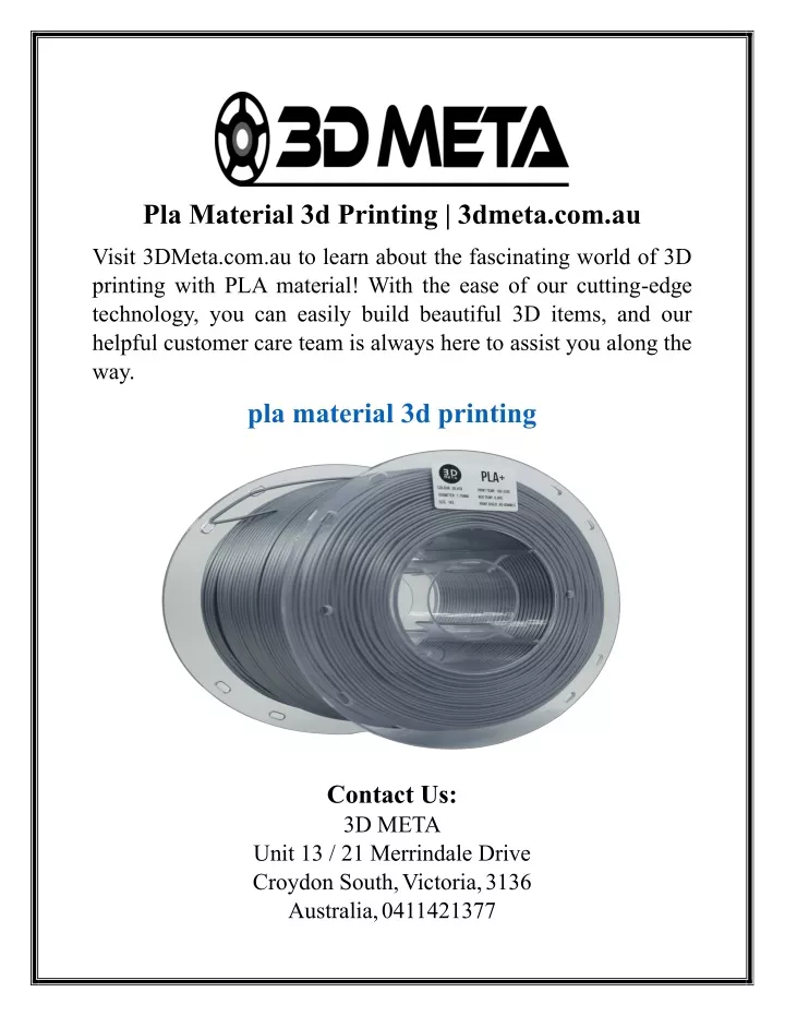 pla material 3d printing 3dmeta com au