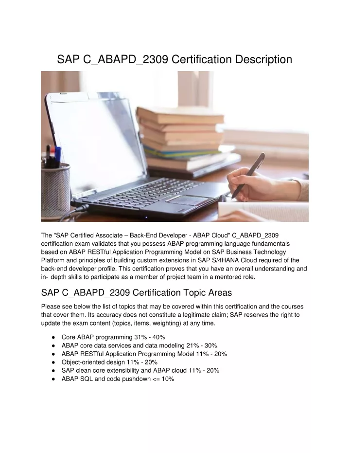 sap c abapd 2309 certification description