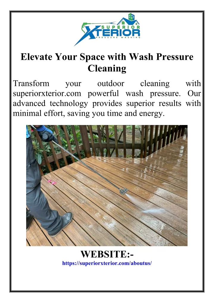 elevate your space with wash pressure cleaning