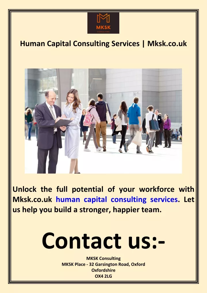 human capital consulting services mksk co uk