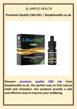 Premium Quality Cbd Oils  Amplehealth.co.uk