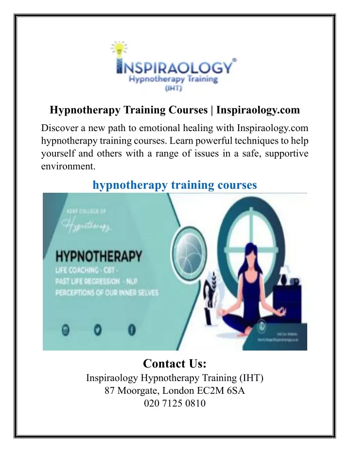 hypnotherapy training courses inspiraology com