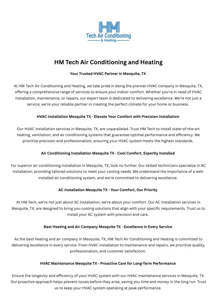hm tech air conditioning and heating
