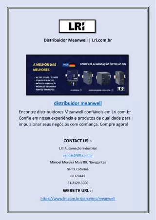 Distribuidor Meanwell | Lri.com.br