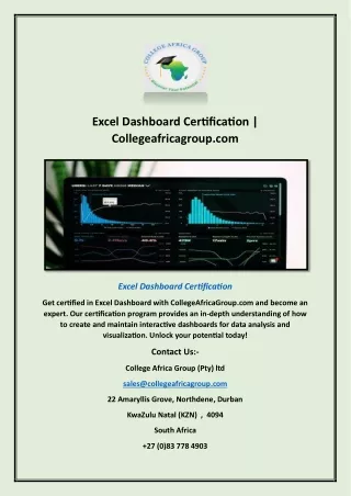 excel dashboard certification collegeafricagroup