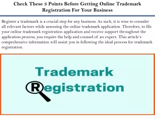 Check These 3 Points Before Getting Online Trademark Registration For Your Business