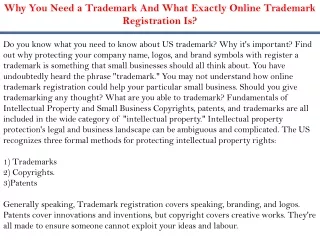 Why You Need a Trademark And What Exactly Online Trademark Registration Is?