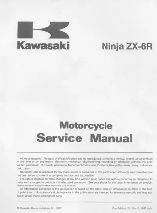 1998 Kawasaki Ninja ZX-6R ZX600 Service Repair Manual