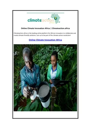 Online Climate Innovation Africa  Climateaction.africa