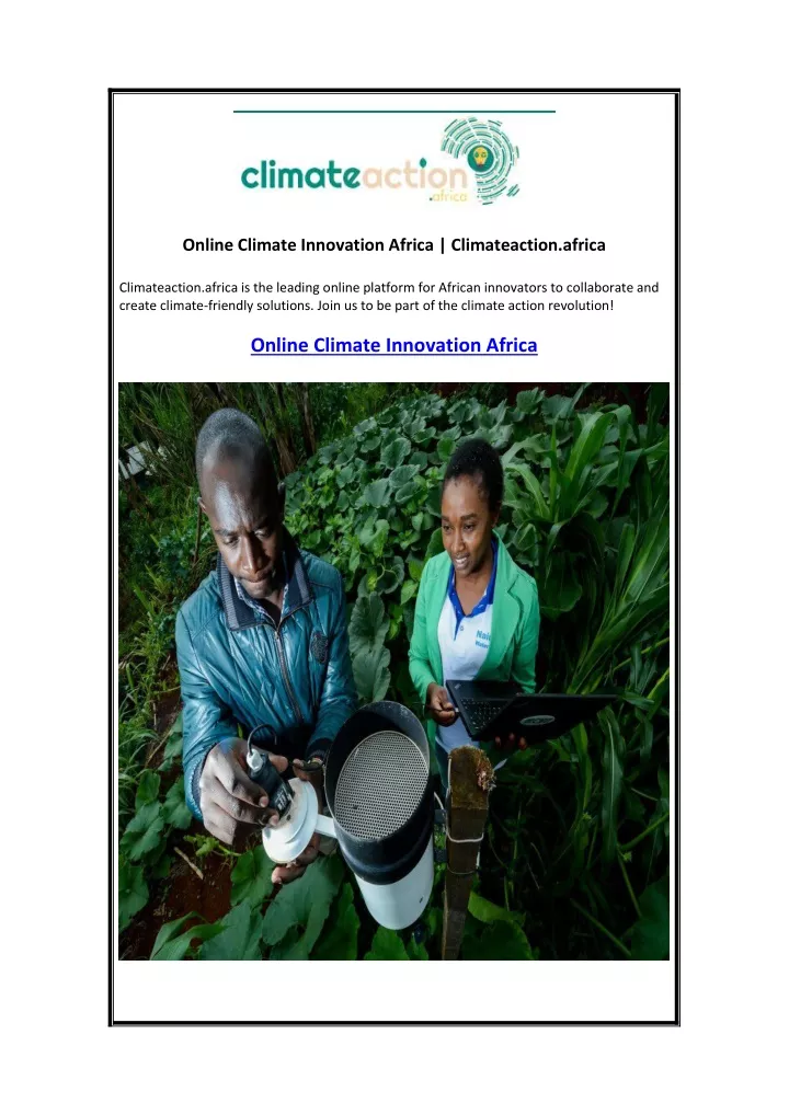 online climate innovation africa climateaction