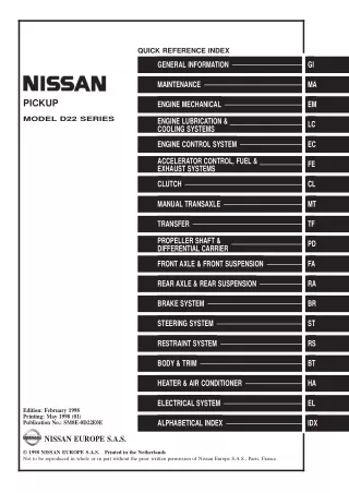 1998 Nissan Pickup D22 Service Repair Manual