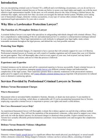 Professional Criminal Lawyers in Toronto: Shielding Your Rights
