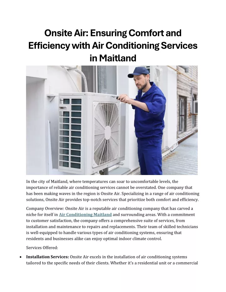 onsite air ensuring comfort and efficiency with