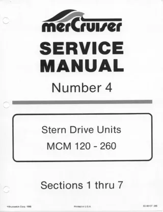 Mercruiser Marine Stern Drive Units MCM 260 Service Repair Manual SN4891650 to 6216686