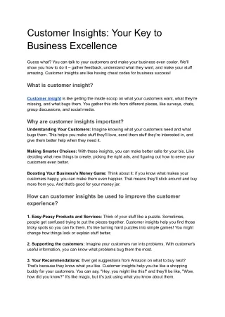 customer insights your key to business excellence