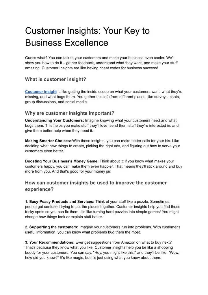 customer insights your key to business excellence