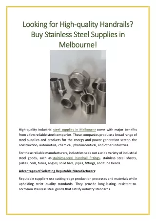 Looking for High-quality Handrails? Buy Stainless Steel Supplies in Melbourne!